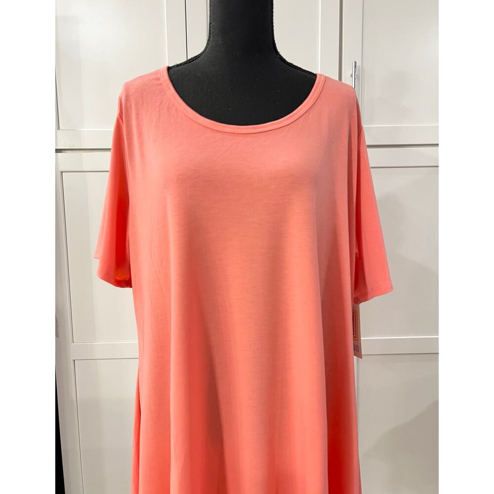 NWT Lularoe PERFECT T Women's Plus Size 3XL Solid Coral Short Sleeve NEW Tunic - Picture 9 of 9